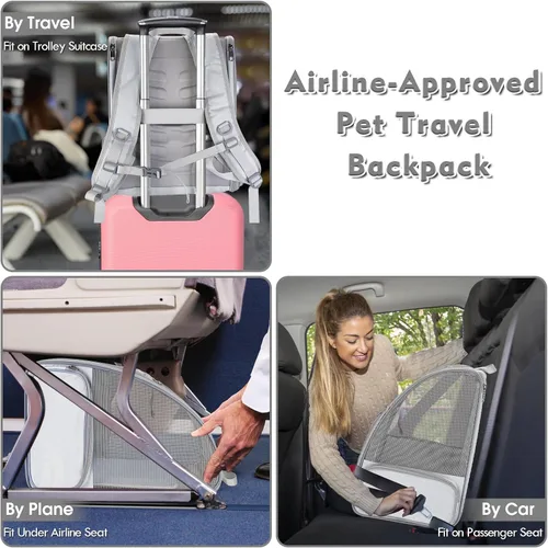 Miniatura 6 de Mochila transportadora para gatos, mochila grande para mascotas con varita de gatito, juguete de plumas para perros medianos y pequeños, gatos