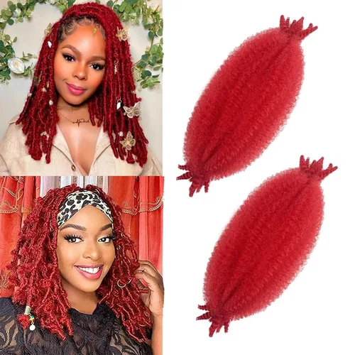 Miniatura 34 de Cabello afro Twist morado degradado de 16 pulgadas, cabello Marley pre-separado para rastas suaves, cabello trenzado Marley Twist Ombre Kinky Spring