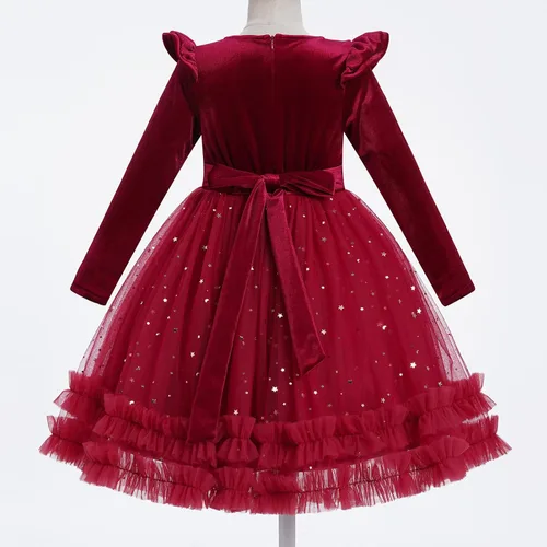 Miniatura 86 de IDOPIP Vestido tutú de terciopelo para niñas pequeñas, vestido de manga larga para princesa, Navidad, cumpleaños, fiesta, boda, vestidos de otoño e
