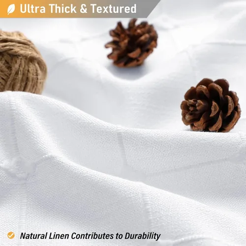 Miniatura 2 de BTTN - Cortina de tela para ducha, bohemia y larga, campestre, estilo rústico chic, para baño, ultragruesa, con ganchos de plástico, de lino, Blanco