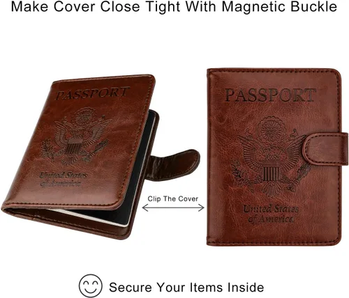 Miniatura 5 de WALNEW Funda para pasaporte, tarjetero para pasaporte de viaje, funda tipo cartera, E-Café, E