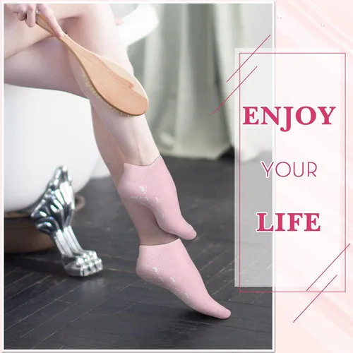 Miniatura 7 de 8 pares de calcetines de gel hidratante para talón seco agrietado, calcetines hidratantes de gel de spa, cuidado de pies, antideslizantes, loción