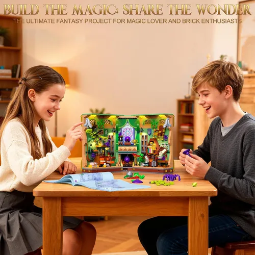 Miniatura 3 de Kit de construcción de rincón de libros con luces LED, 1033 piezas Magic Academy Booknook 3D modelo de casa en miniatura para estantería