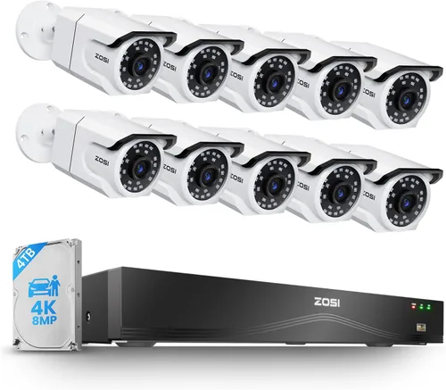 Miniatura 10 de ZOSI Sistema de cámara de seguridad de 5MP con audio, 4 cámaras PoE con cable de 4MP para interiores y exteriores, detección inteligente