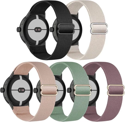 Miniatura 11 de Paquete de 5 correas elásticas de nailon compatibles con Google Pixel Watch 4, 3, 1.614 in, Google Pixel 2, Google Pixel 2, correas elásticas
