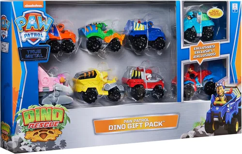 Miniatura 9 de Paw Patrol, True Metal Dino Rescue - Paquete de 8 vehículos coleccionables fundidos a presión, escala 1:55 Paquete de 8 regalos de rescate