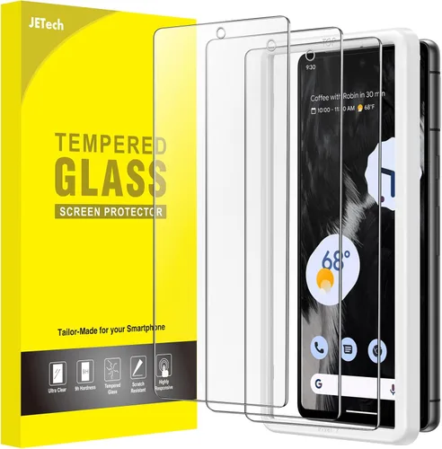 JETech Protector de pantalla para Google Pixel 7, película de vidrio templado con herramienta de fácil instalación, compatible con huellas