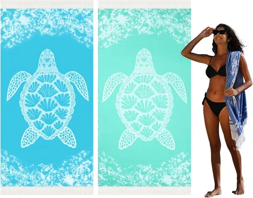 Miniatura 45 de Widdonen Toalla de playa turca fina, ligera, de secado rápido, absorbente, de algodón, para baño, piscina, toallas de natación, extra grandes, sin