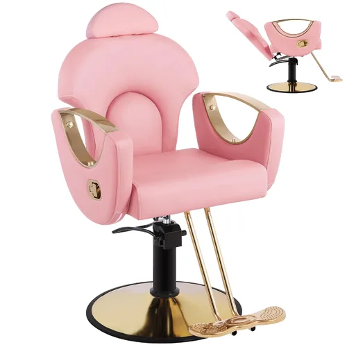 Miniatura 14 de Silla de peluquería de salón, silla de peluquería con bomba hidráulica de altura ajustable, sillas reclinables profesionales, silla de belleza
