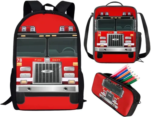 Miniatura 143 de HUGS IDEA Juego de 3 bolsas escolares con aislamiento térmico para el almuerzo, estuche para lápices