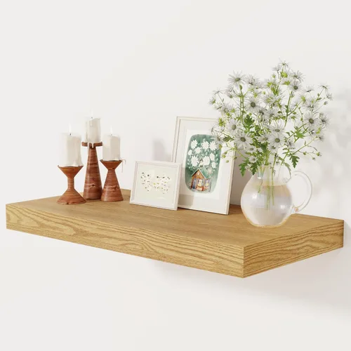 Miniatura 19 de Fun Memories - Estante flotante de 12 pulgadas, estantes de pared de madera rústica para decoración de pared y almacenamiento, estante flotante