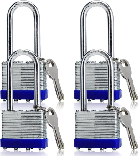 Miniatura 10 de Paquete de 4 candados de alta seguridad con las mismas llaves de 2.6 x 1.7 pulgadas, candado resistente con cerraduras de llave con las mismas