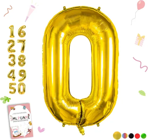 Globos de números de 40 pulgadas del 0 al 9 dorados grandes del número 0, globos digitales para suministros de decoración de celebración de fiesta