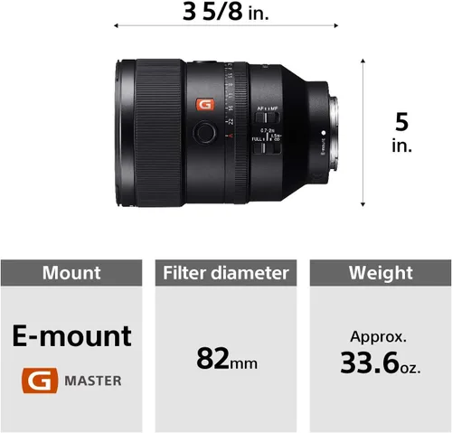 Miniatura 3 de FE 5.315 in F1.8 G Master Teleobjetivo Prime Lente para Sony E-Mount