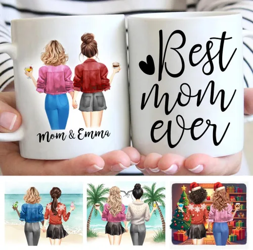 Miniatura 22 de Se envía al día siguiente, tazas personalizadas de Navidad para mejores amigas, elige 2-6 nombres taza de café de amistad personalizada para mejor