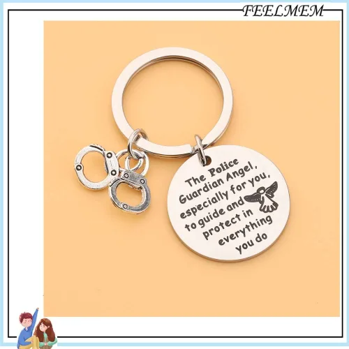 Miniatura 3 de FEELMEM Llavero de oración de policía, regalo de oficial de policía, ángel de la guarda proteger, llavero militar, regalo para marido de parte