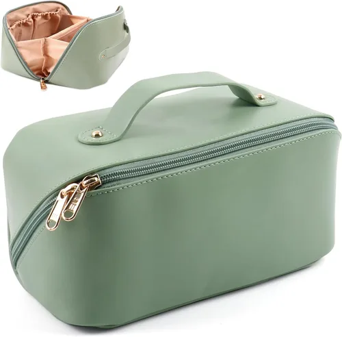 Miniatura 13 de MAMUNU - Bolsa de cosméticos de gran capacidad, bolsa de almacenamiento de cosméticos de viaje con asa, bolsa de cosméticos portátil con cremallera