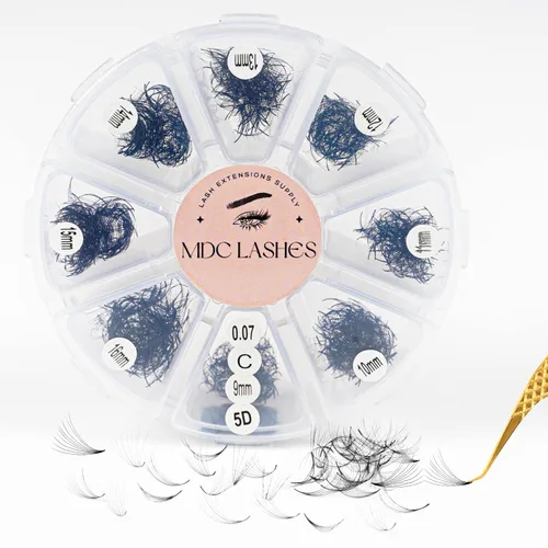Promade - Extensiones de pestañas de longitud mixta de 1000 abanicos, con volumen, 8D-16D, rizo C D, 0.315-0.630 pulgadas de longitud, 0.05-0.07