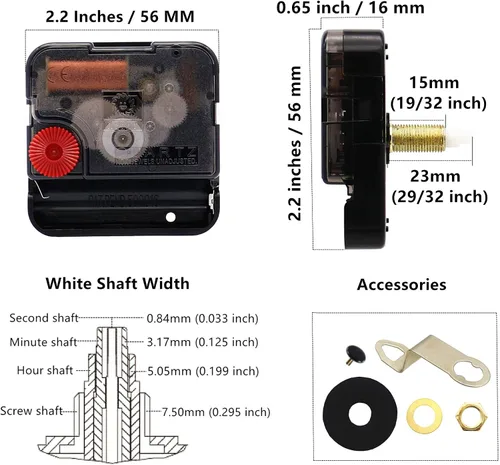 Miniatura 2 de TIKROUND Youngtown12888 - Reloj con eje de 0.906 in con 2 manecillas de pala para adaptarse a diales de hasta 15.7 pulgadas de diámetro.
