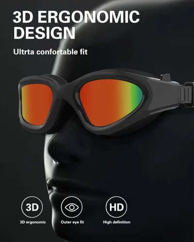 Miniatura 6 de Gafas de natación polarizadas, gafas de natación para hombres, mujeres y adultos, protección antivaho y UV Polarizado + rojo espejo