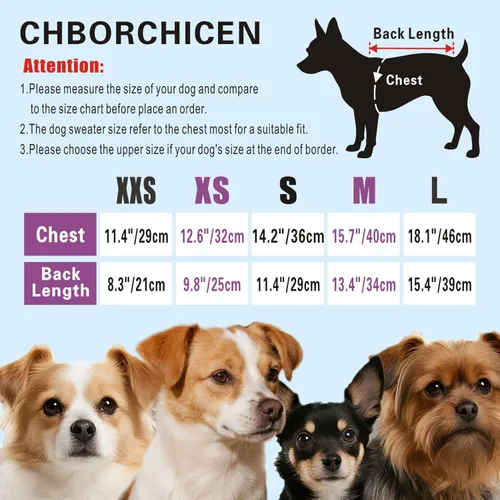 Miniatura 4 de Chborchicen - Suéteres de punto para perros pequeños, suéter de punto para mascotas, gatos, cálido, sudadera para perro, ropa de invierno, suéter