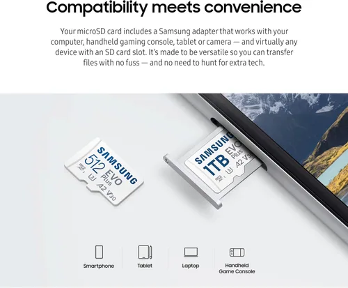 Miniatura 3 de Samsung EVO Plus - Tarjeta de memoria microSD + adaptador, 64 GB microSDXC, velocidades de hasta 160 MB/s, UHS-I, C10, U1, V10, A1, almacenamiento