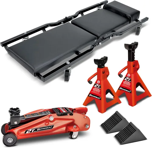 Miniatura 10 de Powerbuilt Xtra Gato de Suelo de Perfil Bajo para Vehículos con Barra de Seguridad, Gato Extra Bajo para Automóvil - Capacidad de Carga de 2