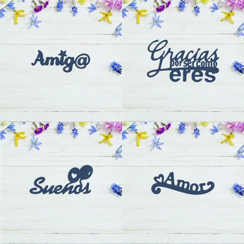 Paquete de 4 troqueles españoles para hacer tarjetas, alfabetos, palabras, troqueles de corte de metal, para manualidades, álbumes de recortes,