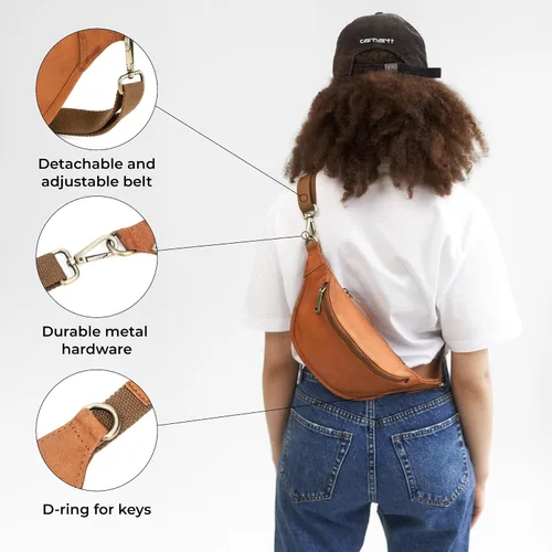 Miniatura 5 de Berliner Bags Cangurera de cuero genuino vintage Kai, bolso de cinturón, bandolera bandolera para hombres y mujeres - marrón
