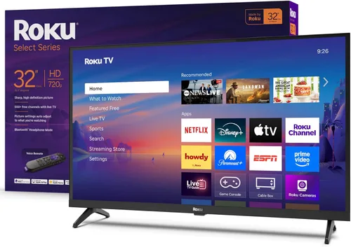 Roku Smart TV – Serie Select de 32 pulgadas, 720p HD TV – Roku TV con control remoto por voz – Televisión LED de pantalla plana con Wi-Fi para