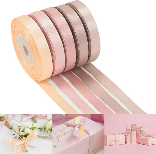 Miniatura 33 de HUIHUANG Cinta Negra Blanca Plateada de 3/8" Cinta de Satén Surtida 5 Colores Cinta de Color Sólido de Doble Cara para Envoltura de Regalos de Días