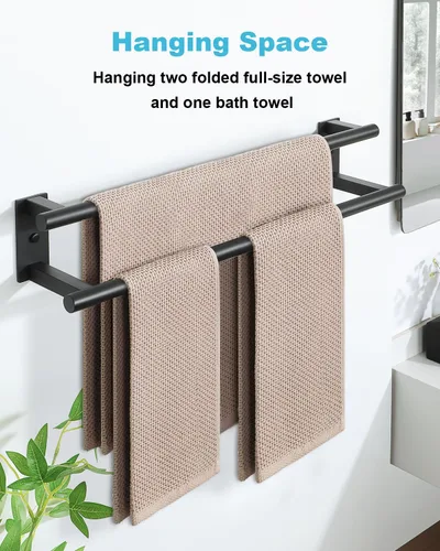 Miniatura 5 de Alise Toallero doble para baño, soporte para toallas de pared de 24 pulgadas, toalleros para baño, colgador de toallas de acero inoxidable SUS304