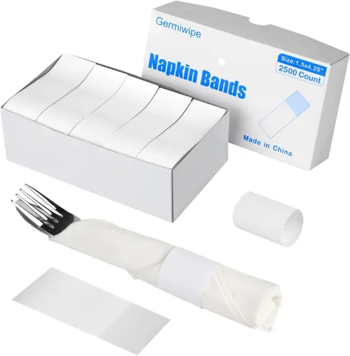 Miniatura 15 de Germiwipe - 2500 servilletas negras, servilleteros de papel autoadhesivos, bandas de cubiertos perfectas para fiestas de cumpleaños, bodas