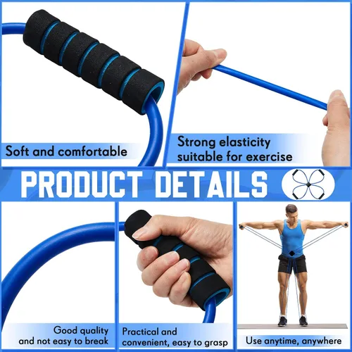 Miniatura 4 de Junkin Pilates Reformer - Banda de resistencia cruzada para ejercicio, bandas de tubo de bucle elástico con agarre cómodo, equipo de fitness