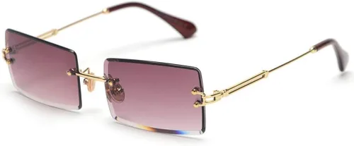 Miniatura 2 de MINCL - Gafas de sol rectangulares pequeñas para mujer, ultraligeras, color caramelo, sin marco