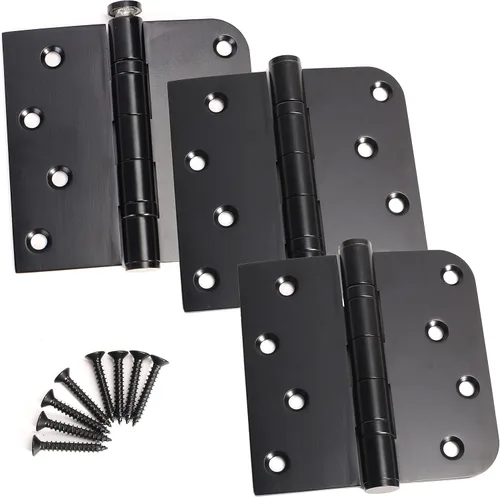 Paquete de 3 bisagras cuadradas de acero inoxidable extraíbles de 4 x 4 pulgadas con esquinas de radio de 5/8 pulgadas, herrajes de puerta interior