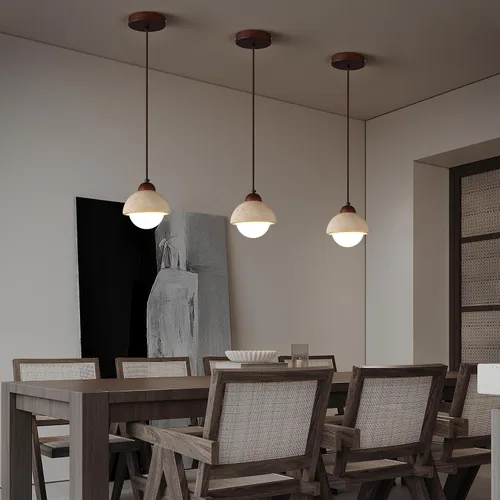 Miniatura 3 de Wabi Sabi - Lámpara colgante de piedra natural nórdica para isla de cocina, lámpara de suspensión de madera para comedor, mesita de noche, entrada