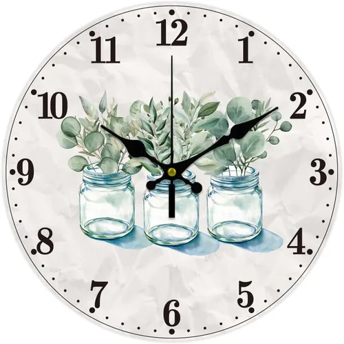 Miniatura 12 de CHGCRAFT Reloj de pared con escena de baño, reloj sin tictac, 12 pulgadas, redondo, decorativo, reloj de pared impreso para decoración de oficina