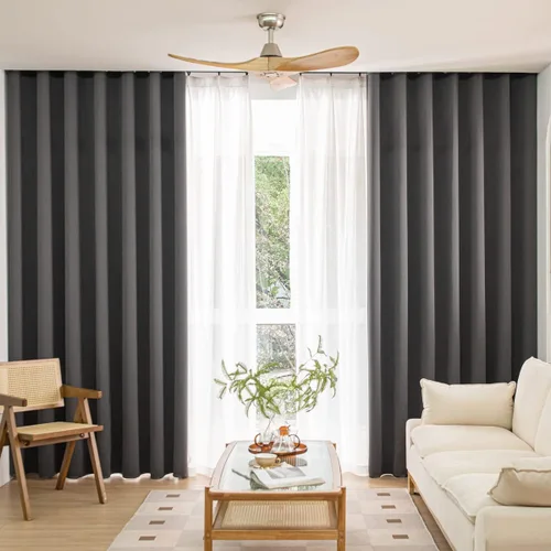 Miniatura 16 de Cortinas Opacas Beige para Ventanas de 54 Pulgadas de Largo, Juego de 2 Paneles con Ojales, Cortinas Opacas que Ahorran Energía, Reducen el Ruido