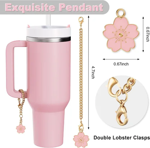 Miniatura 3 de 12 piezas compatibles con accesorios de vaso Stanley - 3 tapas de pajita con flores para cubierta de pajita Stanley de 9-10 mm, 1 bota de silicona