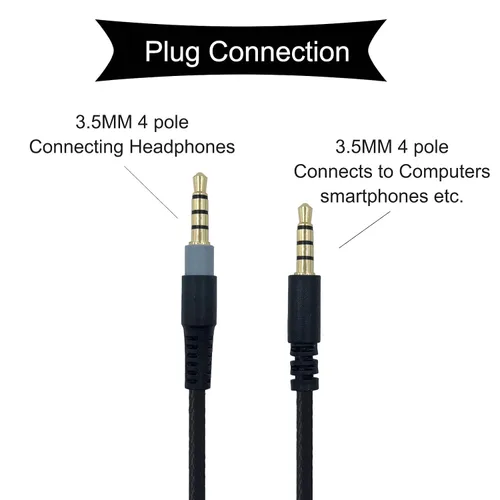 Miniatura 3 de Cable de audio de repuesto compatible con Kingston Hyperx Cloud Alpha para Hyper X Cloud Mix, para auriculares Logitech G933, G633