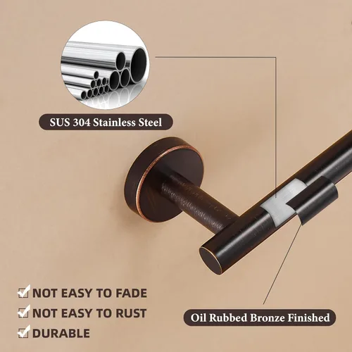 Miniatura 5 de WINCASE Soporte para toallas de papel higiénico, juego de accesorios de baño de bronce aceitado, soporte de rollo de papel higiénico para toalla