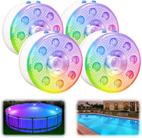 Miniatura 9 de Luces de piscina sumergibles para piscinas sobre el suelo y enterradas con temporizador remoto de apagado, luces LED magnéticas RGB sumergibles