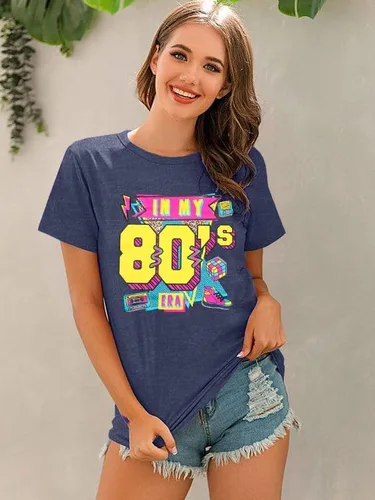 Miniatura 4 de Camisas de los años 80 para mujer, camiseta con estampado vintage de los años 80, ropa de fiesta casual de los años 80