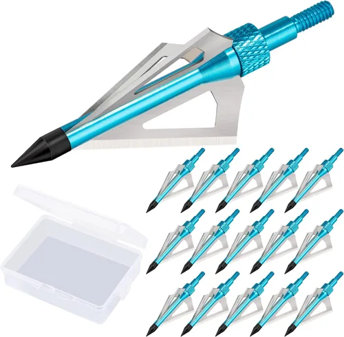 Miniatura 14 de Hunting Broadheads with 3 Fixed Blade 100 Grain Screw-in Archery Broadheads Compatible with Crossbows,Recurve and Compound Bows plateado