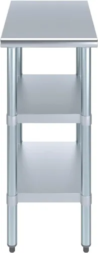 Miniatura 2 de Mesa de trabajo de acero inoxidable con 2 estantes Mesa de utilidad de metal Utilidad comercial y residencial NSF