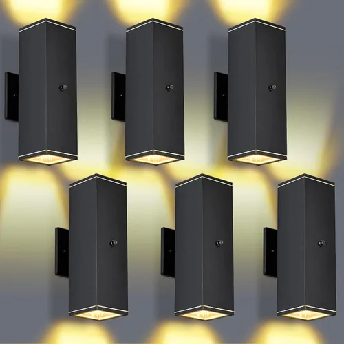 Miniatura 19 de Luces de pared para exteriores del atardecer al amanecer, 2 unidades, modernas luces de porche al aire libre con bombillas, luz exterior cilíndrica