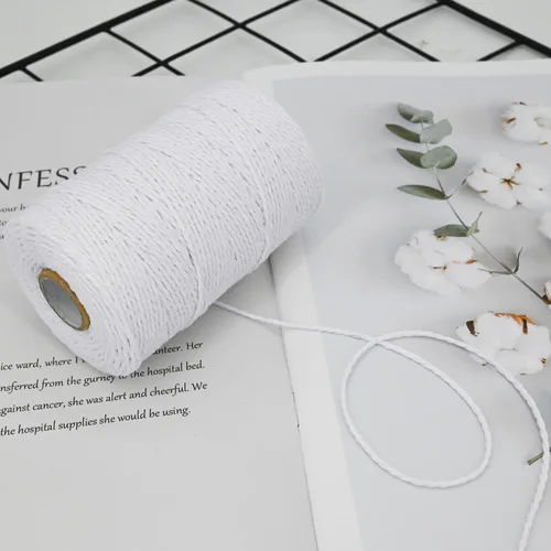Miniatura 6 de Cuerda de cordel, 500 pies de algodón para carniceros de cocina, cuerda de cocina para manualidades, asar, envolver regalos, decoración de Blanco