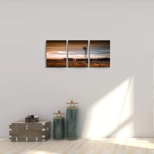 Miniatura 5 de Hardy Gallery Lienzo de paisaje rústico con diseño de molino de viento de llanuras, impresión artística de pared sobre lienzo para dormitorio u