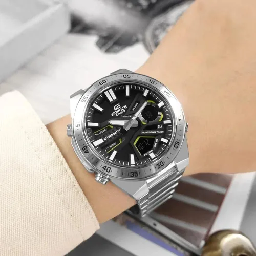 Miniatura 5 de Casio Reloj de cuarzo analógico-digital para hombre con correa de acero inoxidable EFV-C110D-1A3VEF, plata, pulsera, plateado, Pulsera